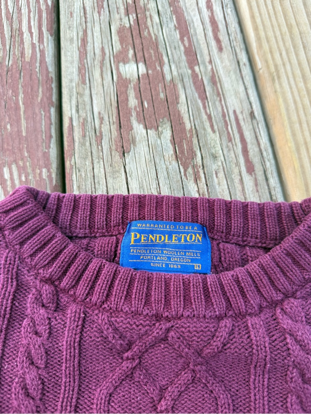 Vintage Pendleton Women's Cable Knit Sweater - Berry - Picture 2 of 5